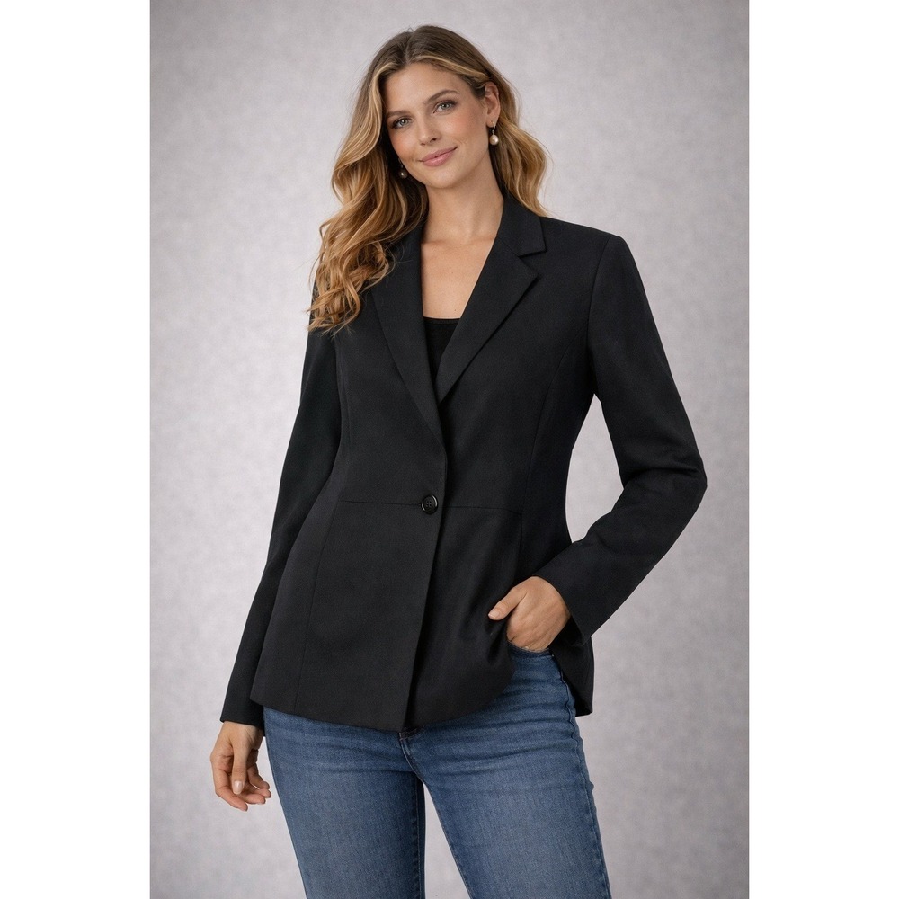 Talbots Jacket Womens‎ Blazer Petites Black 100% Wool One Button Size 8P